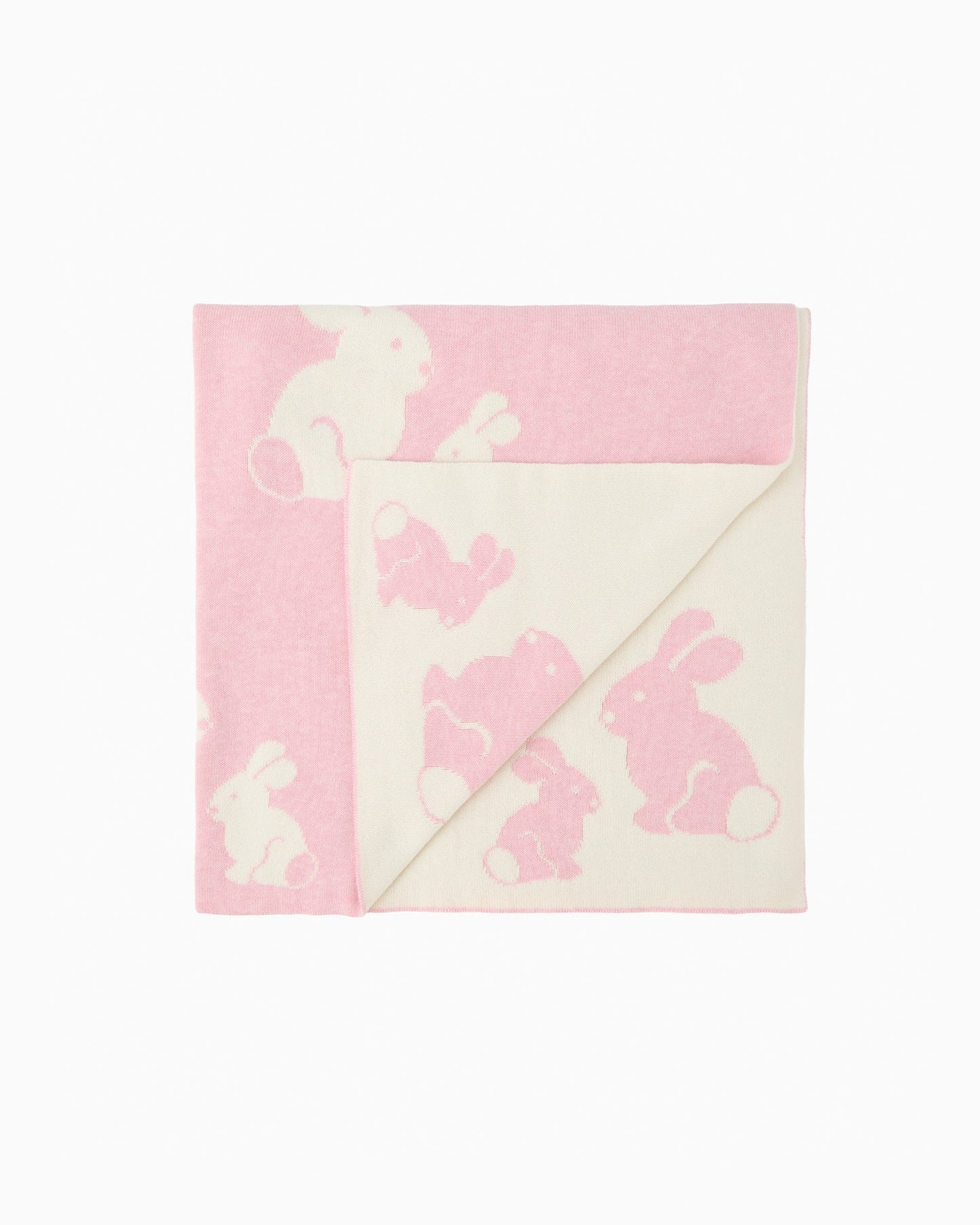 Knitted Bunny Blanket in Pale Pink
