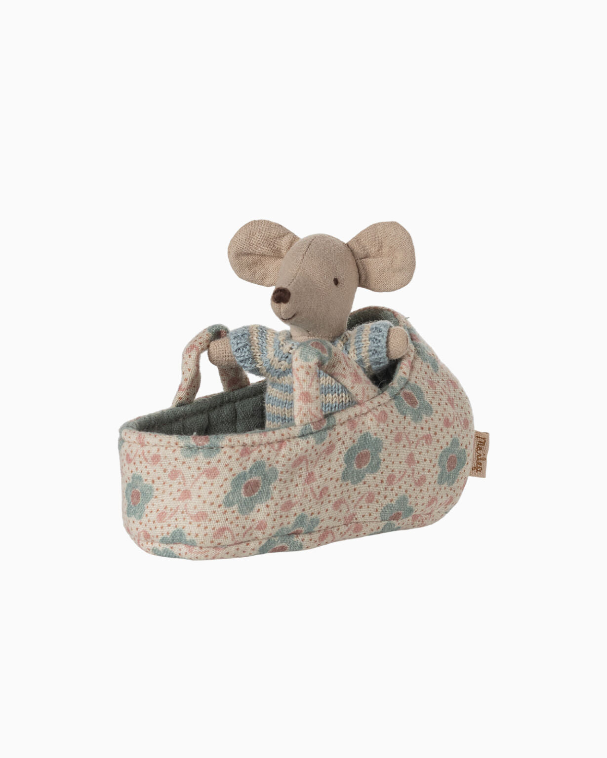 Maileg Carry Cot Baby Mouse Blue