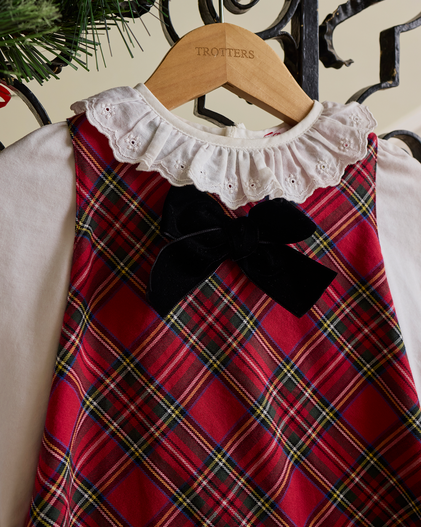 Baby Georgina Bow Dress in Red Tartan