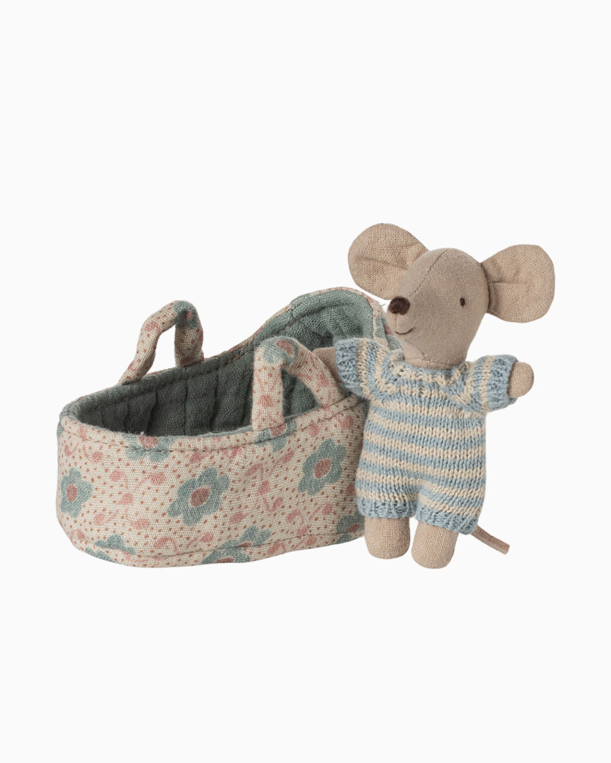 Maileg Carry Cot Baby Mouse Blue