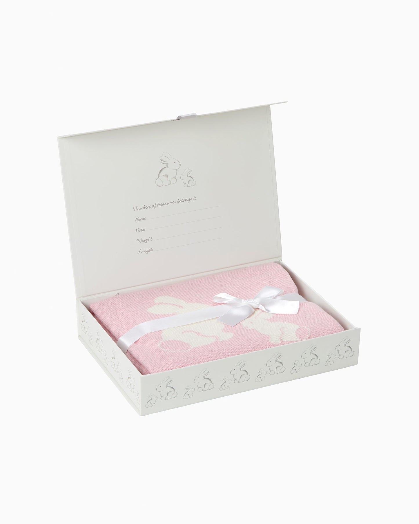 Knitted Bunny Blanket in Pale Pink