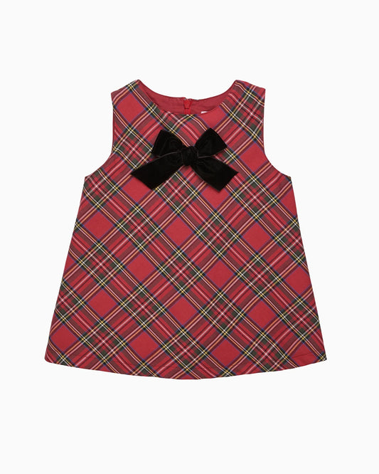 Baby Georgina Bow Dress in Red Tartan