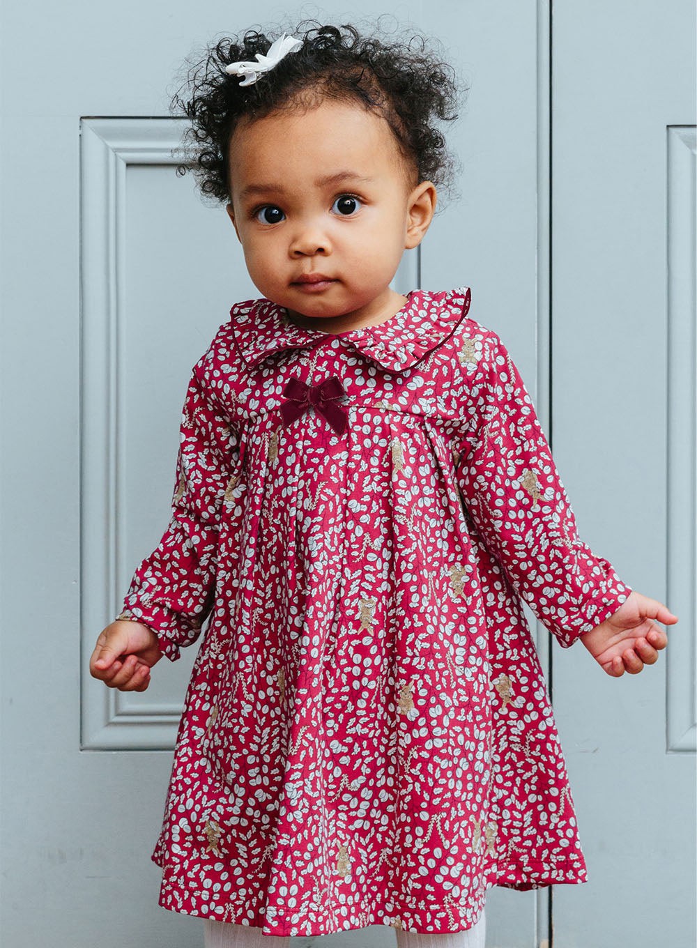 Baby Woodland Bunny Jersey Dress in Berry