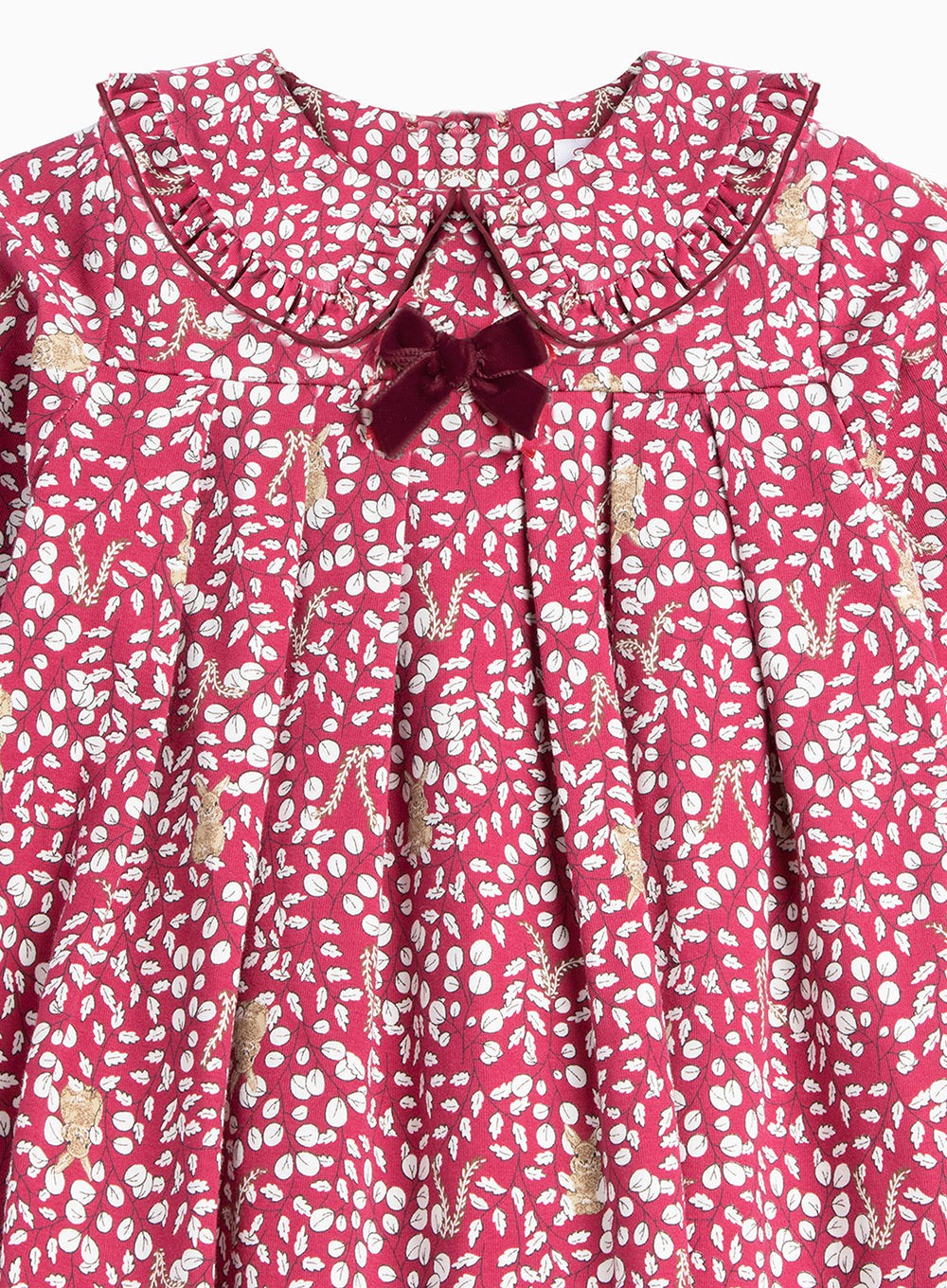 Baby Woodland Bunny Jersey Dress in Berry