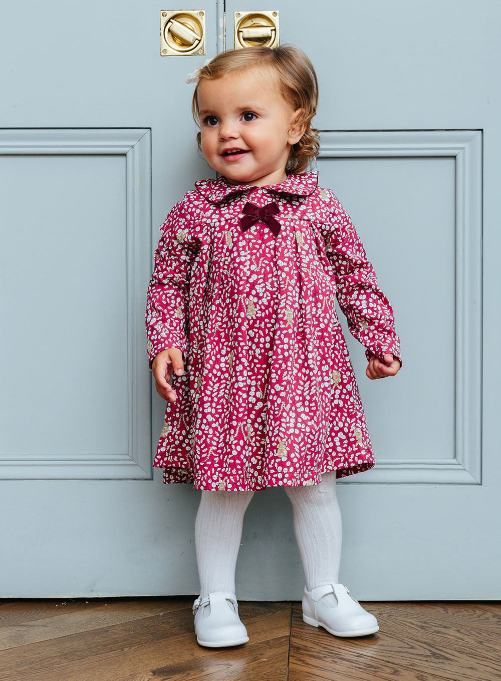 Baby Woodland Bunny Jersey Dress in Berry